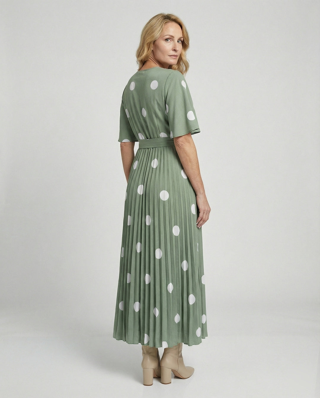 Damen Wickelkleid Midi plissiert