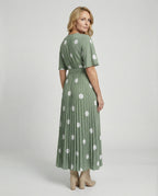 Damen Wickelkleid Midi plissiert