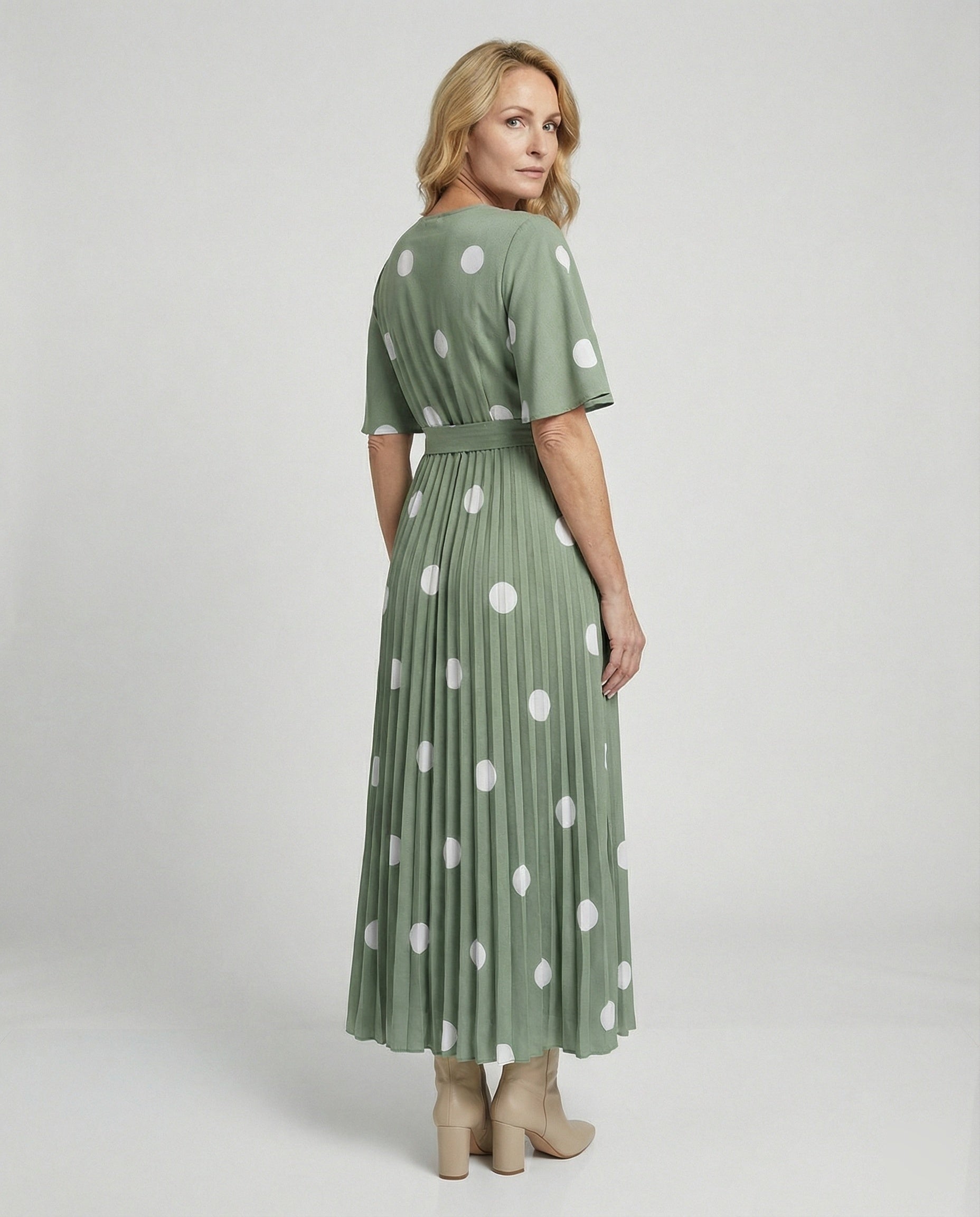Damen Wickelkleid Midi plissiert