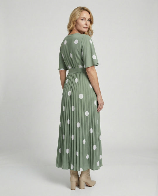 Damen Wickelkleid Midi plissiert