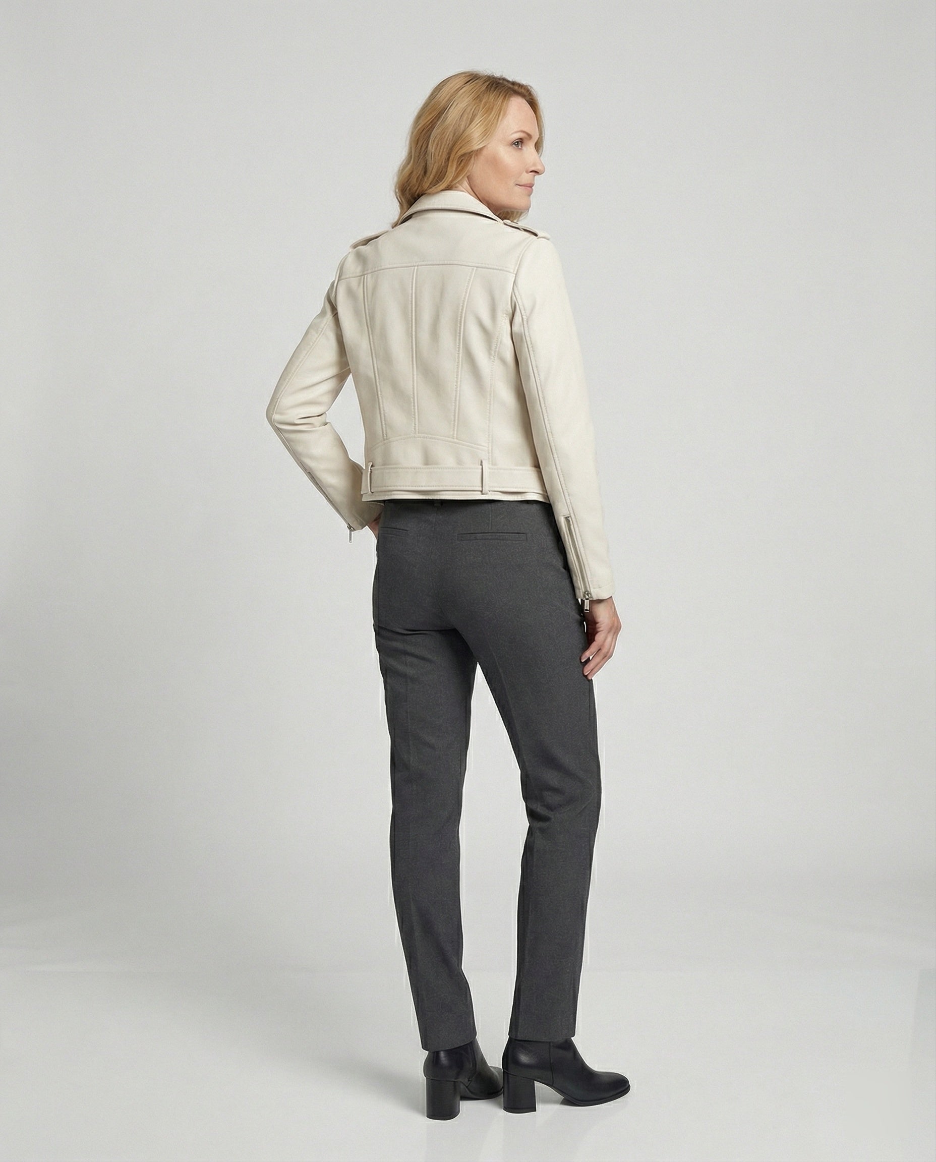 Damen Lederjacke Schwarz Echtleder Look