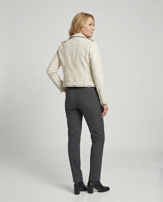 Damen Lederjacke Schwarz Echtleder Look
