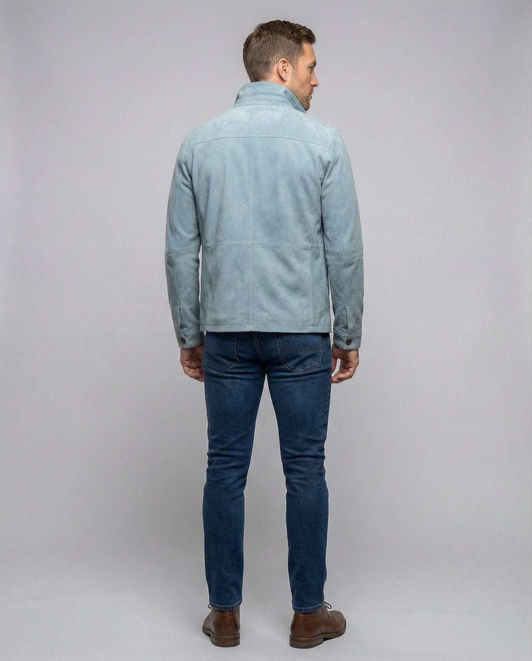 Herren lässige Wildlederjacke mit praktischem Kragen