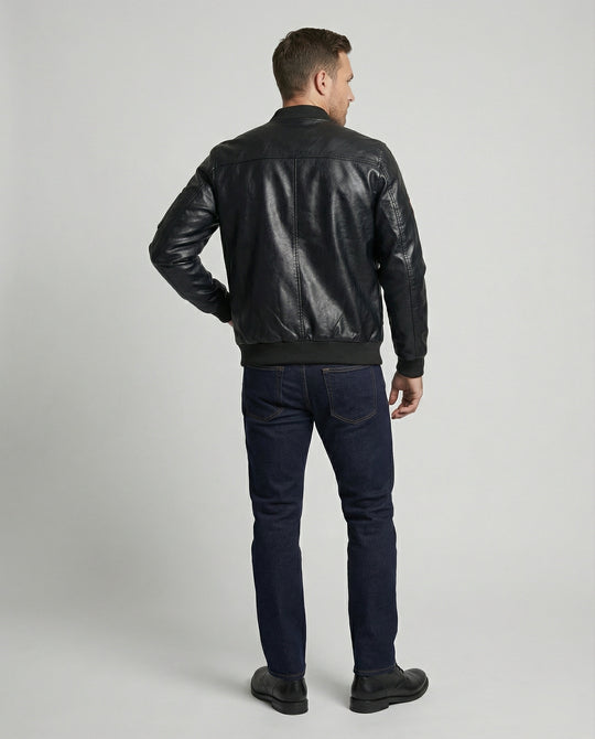 Herren Bomberjacke Kunstleder Pilotenstil