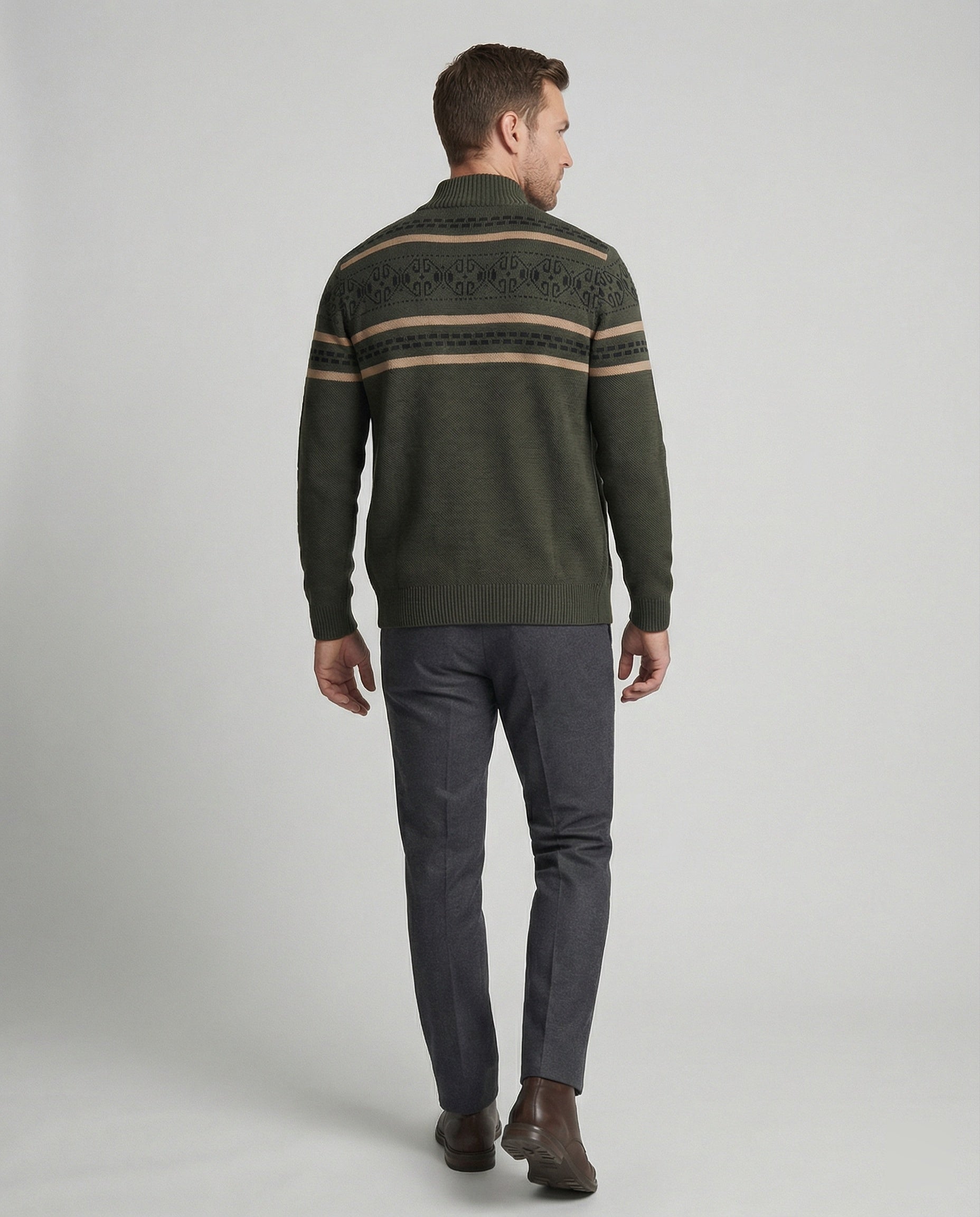 Herren Strickjacke mit modernem Zipper-Design und Muster