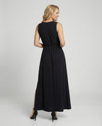 Damen Maxikleid Wickeloptik mit Beinschlitz