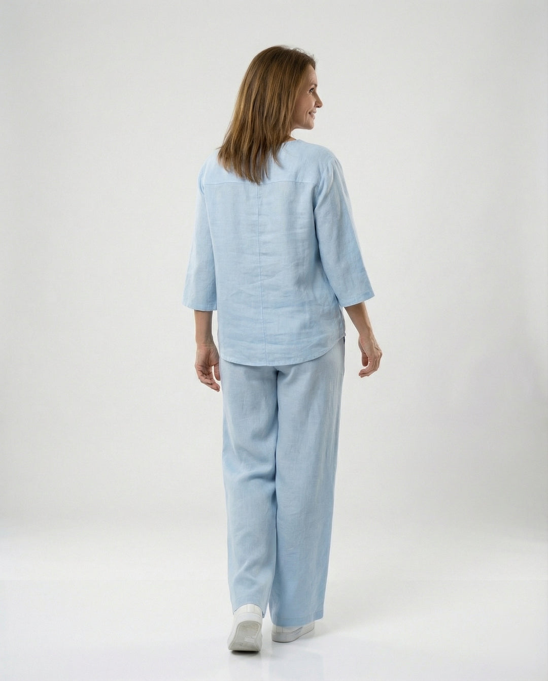 Damen leichte Leinenbluse mit Knopfdetails