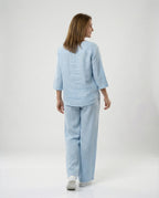 Damen leichte Leinenbluse mit Knopfdetails