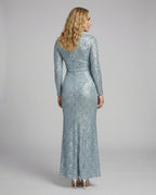 R&B | Give Em' Glam Paillettenkleid mit Langen Ärmeln und Gekreuztem Taillendetail Abend-Maxikleid