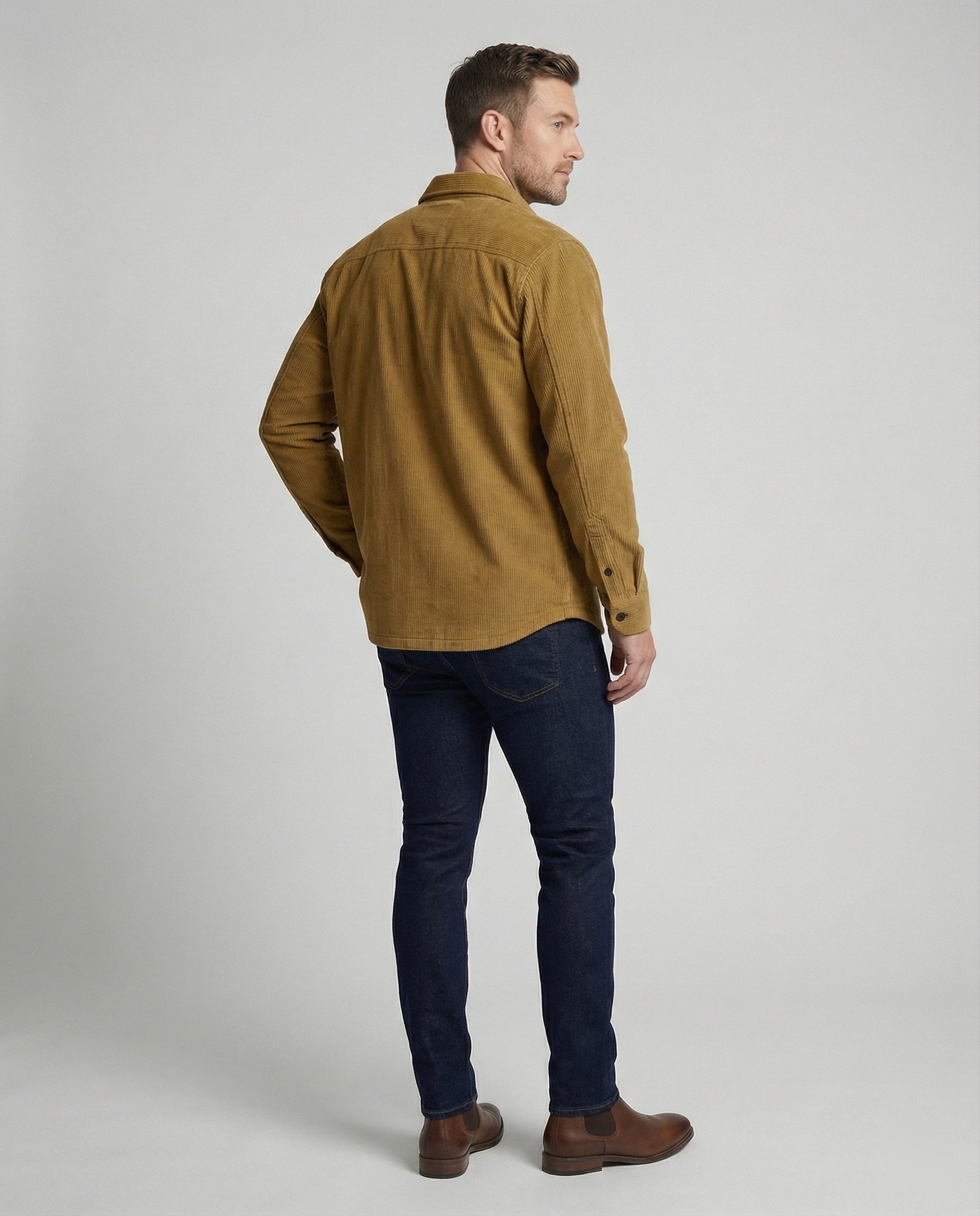 Herren Langarmhemd Cord Freizeit