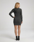 Damen Kapuzenkleid aus geripptem Material