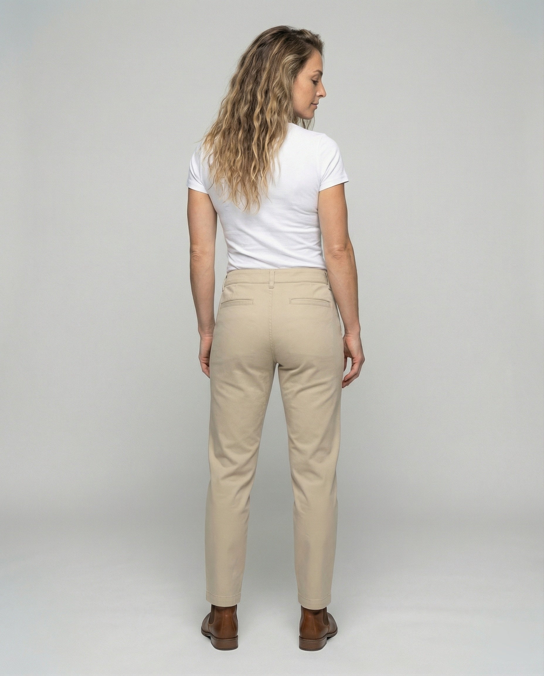Damen Chino Stoffhose mit elastischem Bund und Seitentaschen