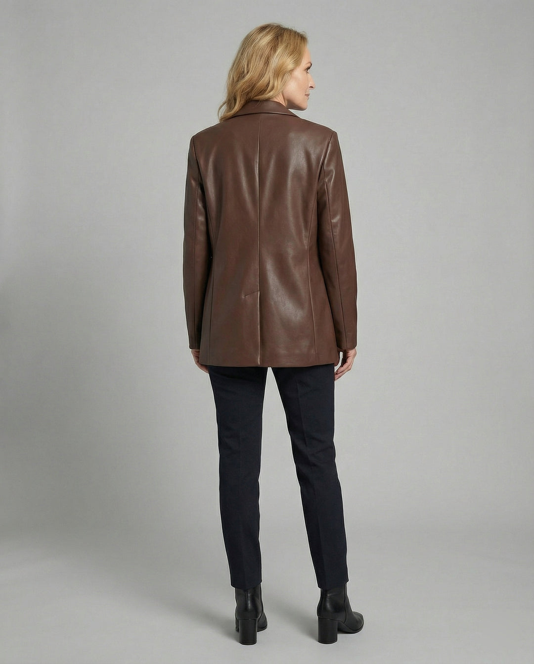 Damen Oversized Kunstleder Blazer im Trend-Look