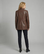 Damen Oversized Kunstleder Blazer im Trend-Look