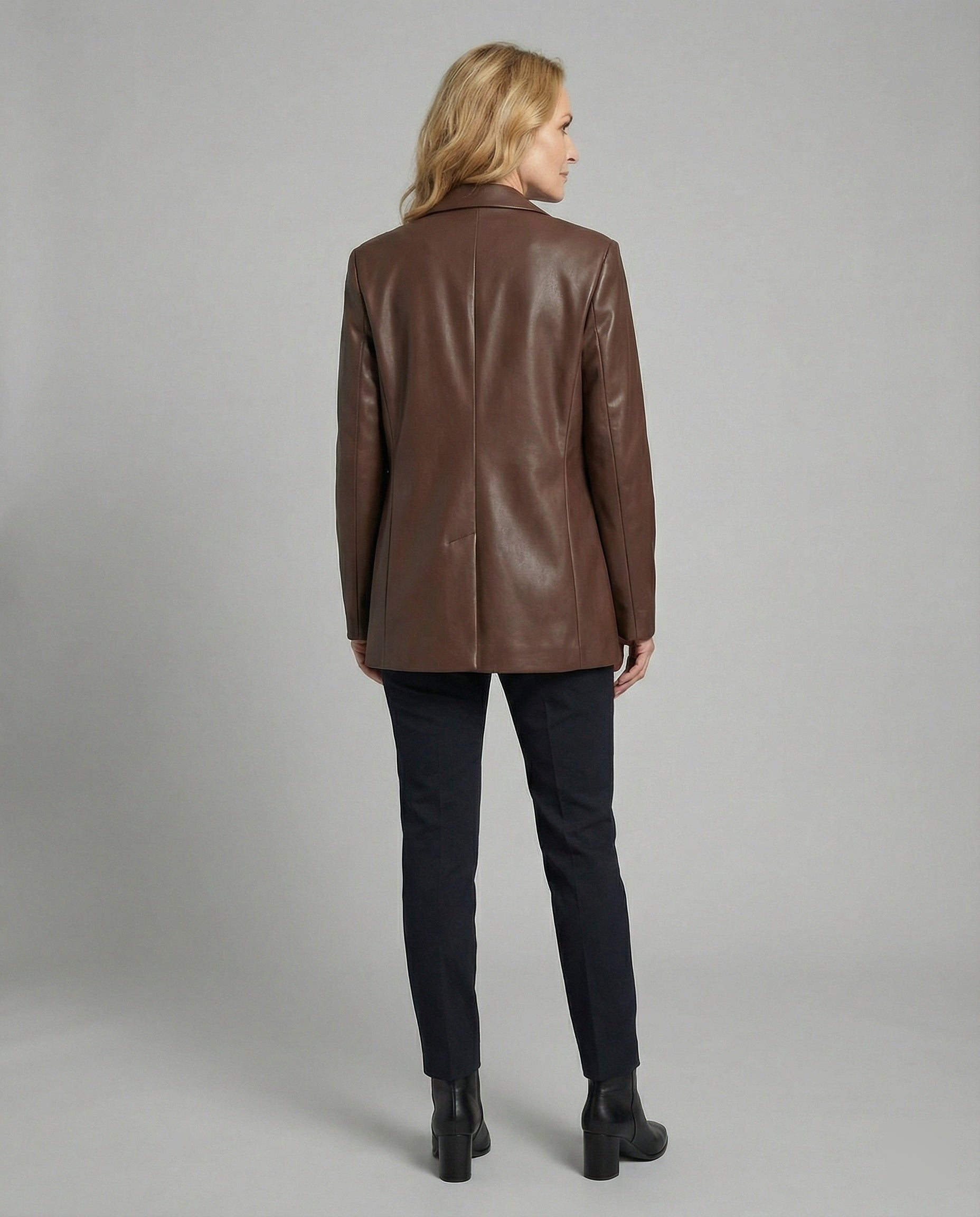 Damen Oversized Kunstleder Blazer im Trend-Look