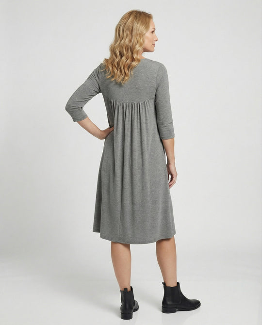 Damen Midikleid Empire V-Ausschnitt