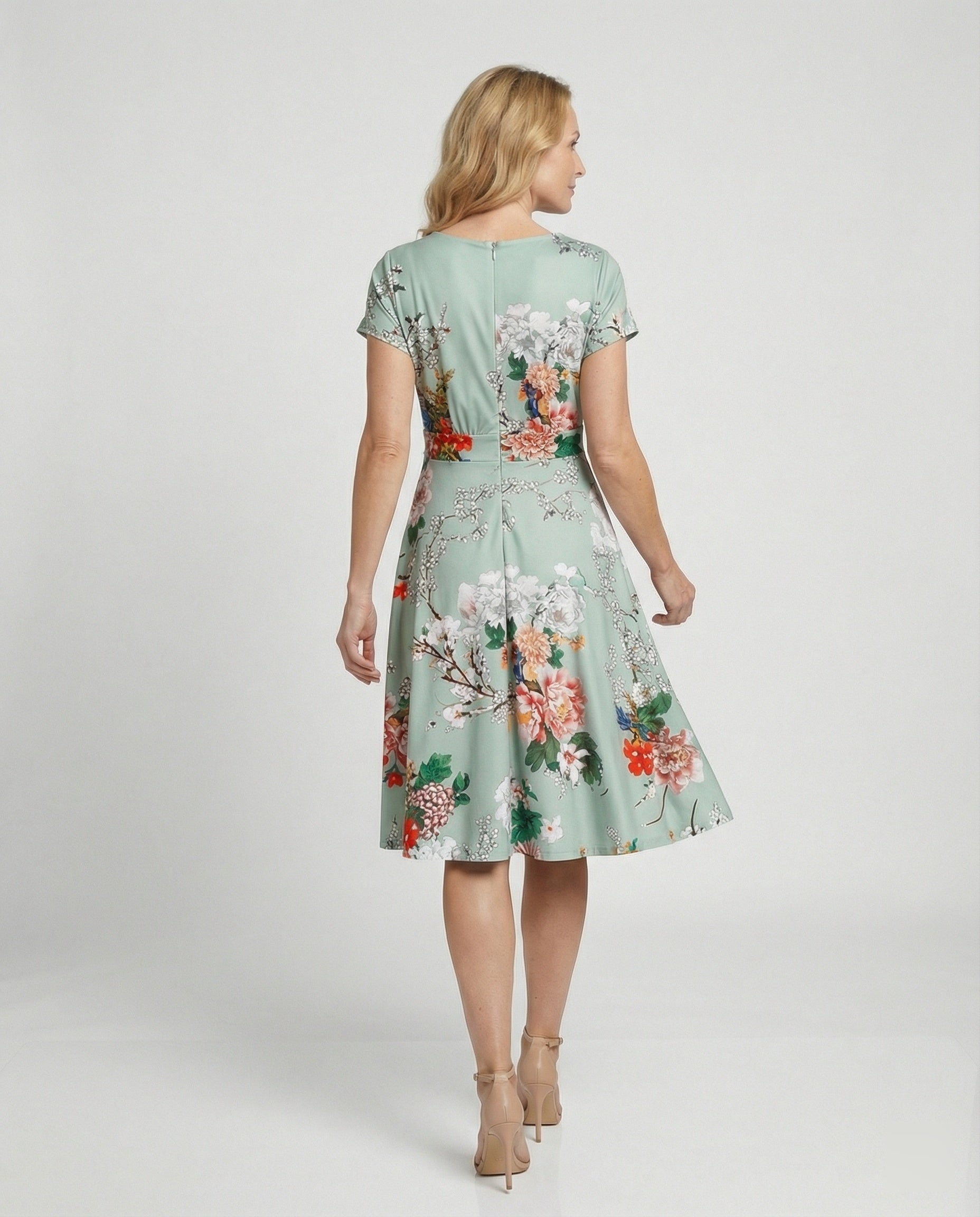 Damen Blumenkleid Midikleid Floral
