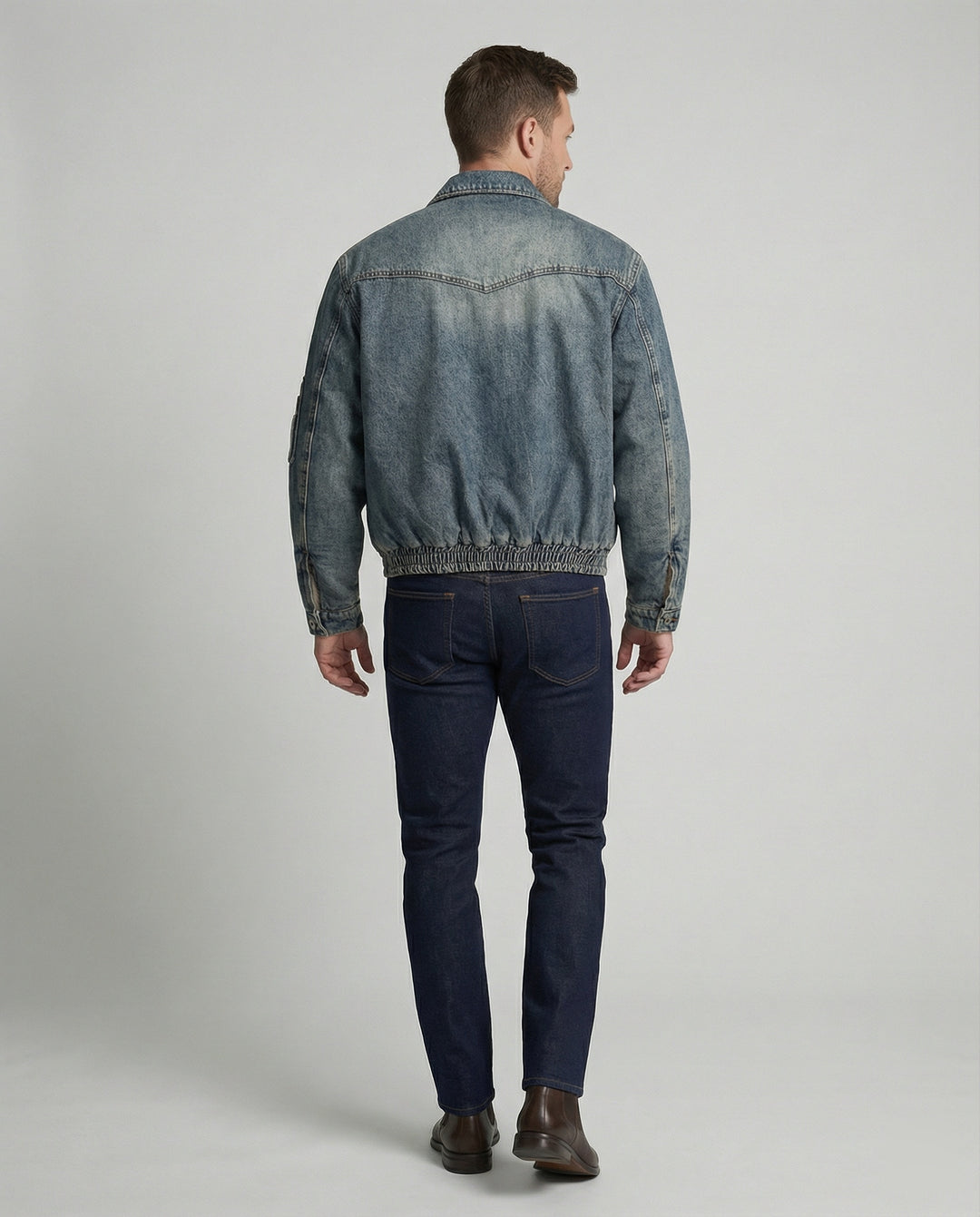 Herren Jeansjacke Bomber mit Teddyfutter