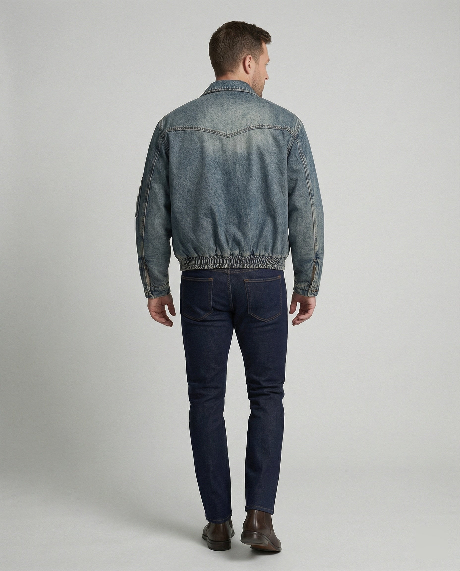 Herren Jeansjacke Bomber mit Teddyfutter