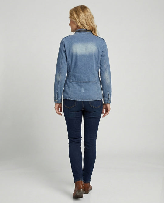 Damen Jeansjacke tailliert mit Taschen