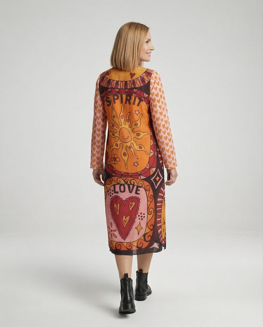 Damen Midikleid Ethno Print