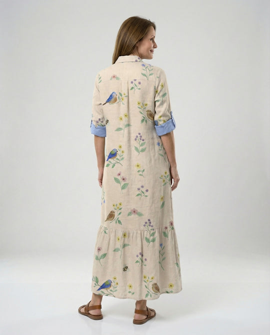 Damen Hemdblusenkleid mit Volant