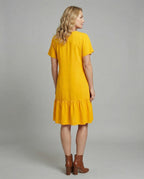 Damen Sommerkleid A-Linie Knopfleiste