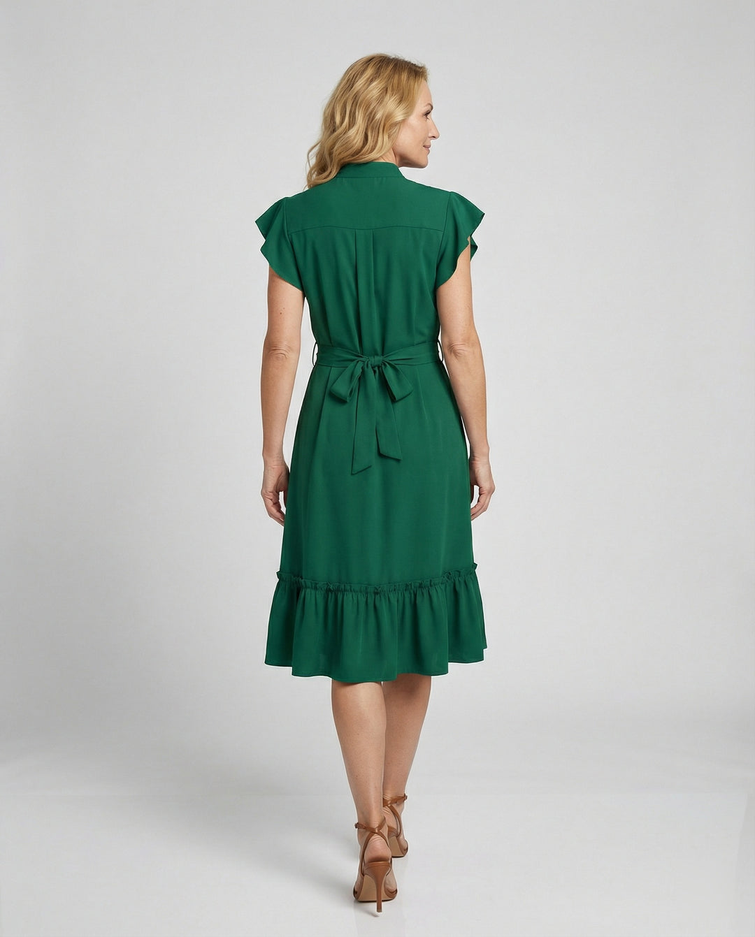 Damen Midikleid elegant mit Stehkragen