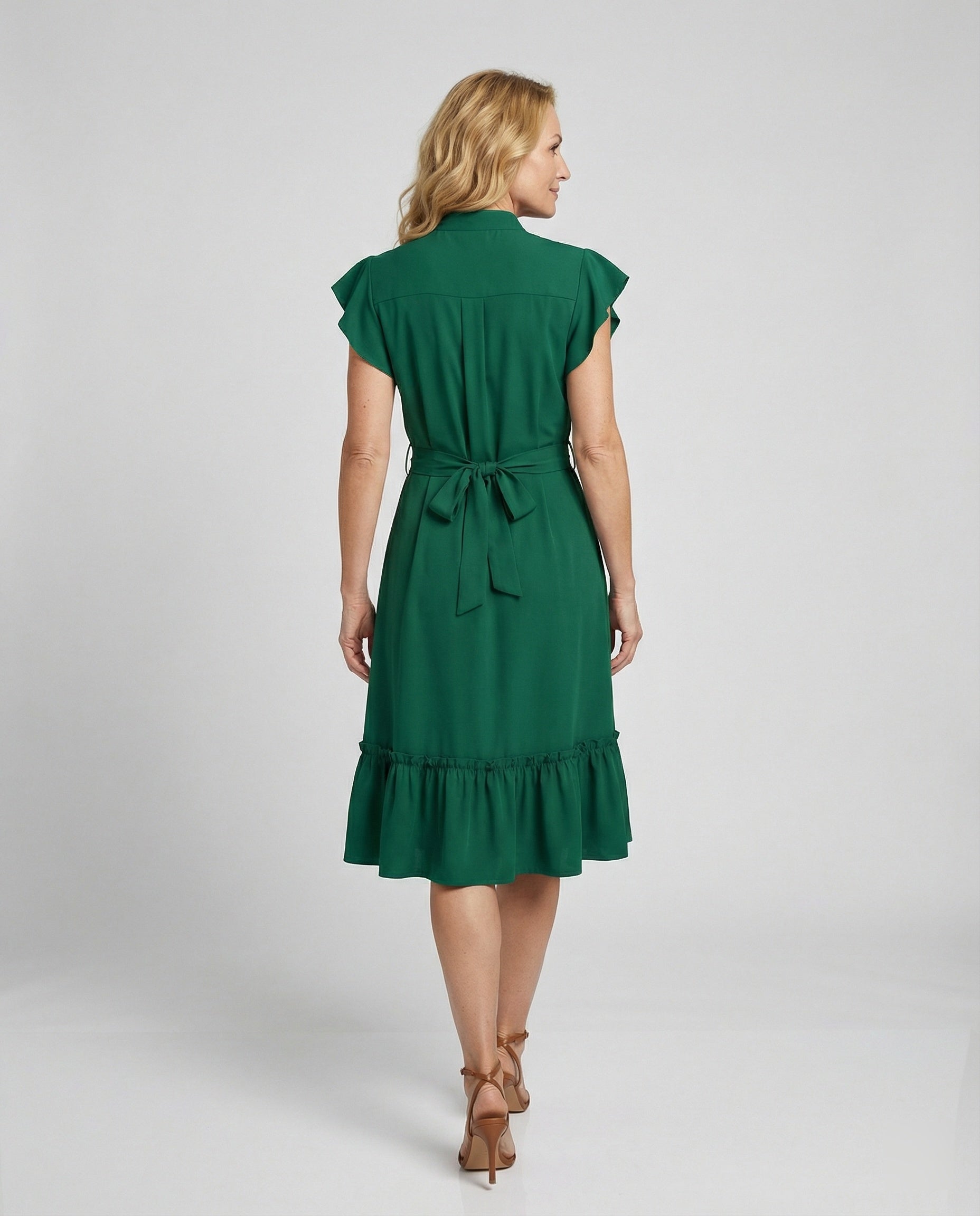 Damen Midikleid elegant mit Stehkragen