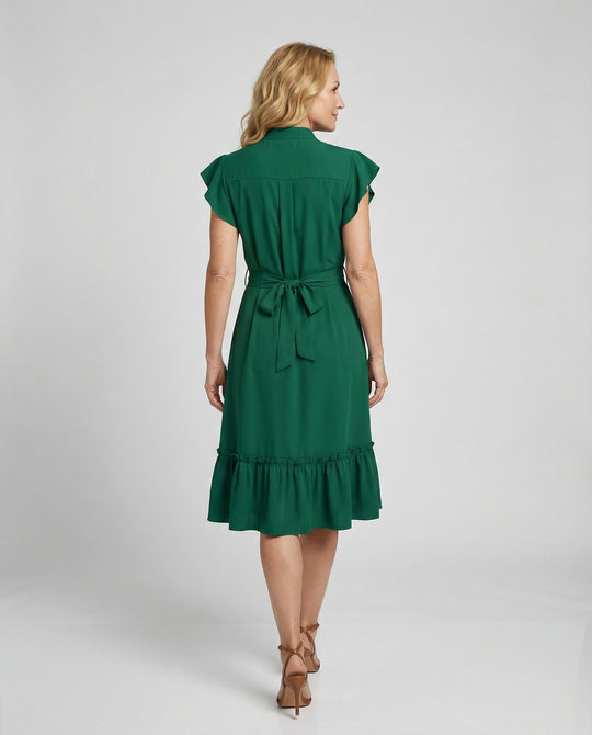 Damen Midikleid elegant mit Stehkragen