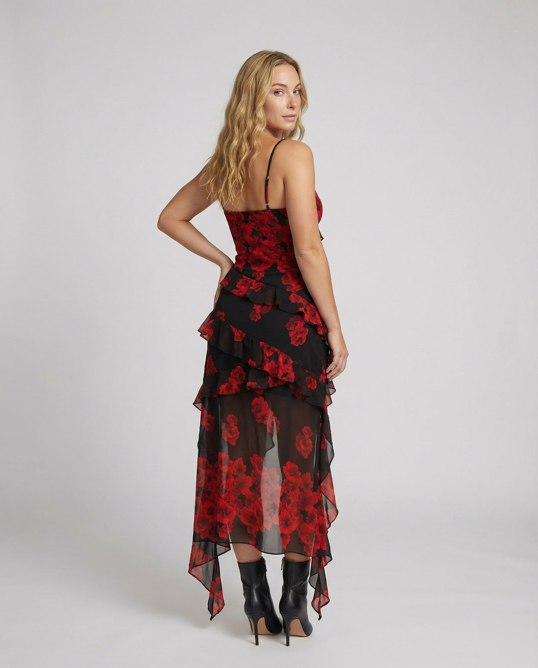 Damen Verspieltes Minikleid mit asymmetrischem Schnitt und aufregendem floralem Design R&B