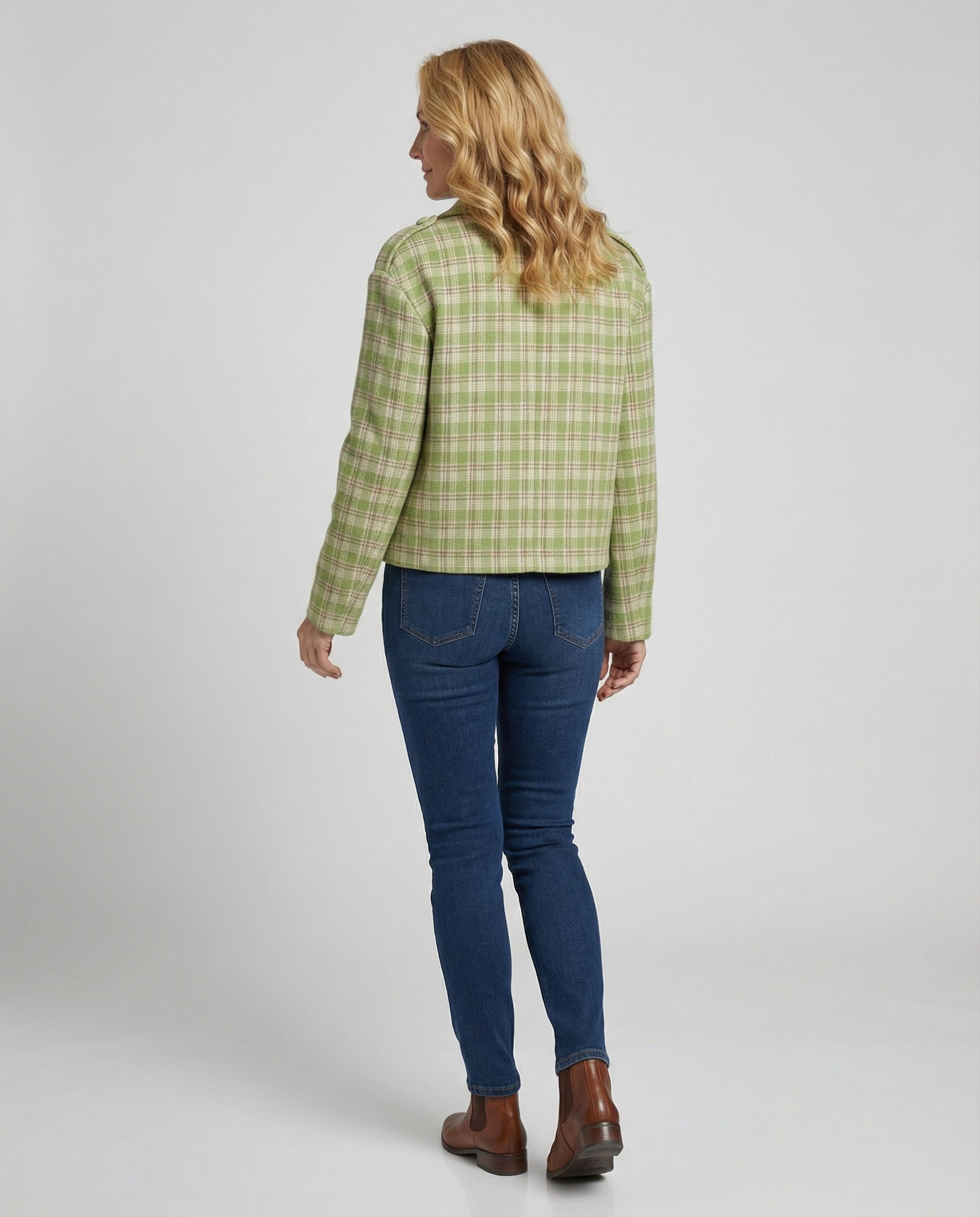 Damen Karierte Kurzjacke im Vintage-Stil