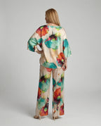 Damen Zweiteiler Set Satin Kimono