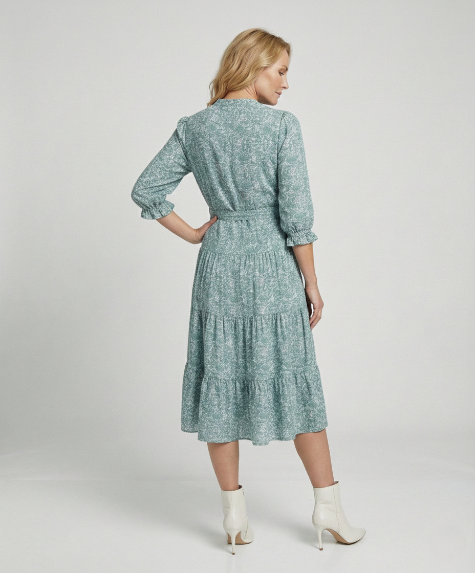 Damen Midikleid Sommer mit Volant