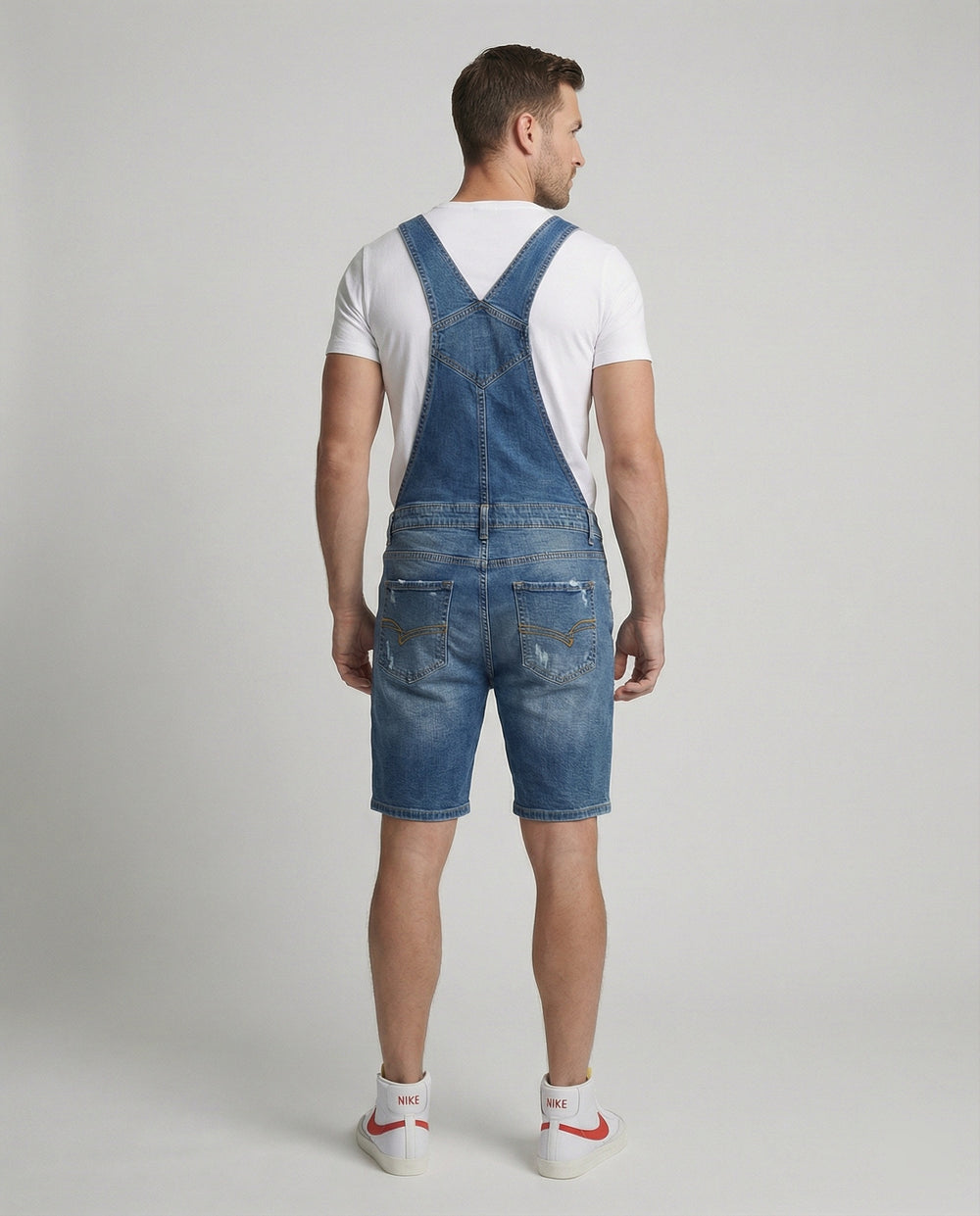 Herren Jeans-Latzhose im Used-Look mit abnehmbaren Trägern