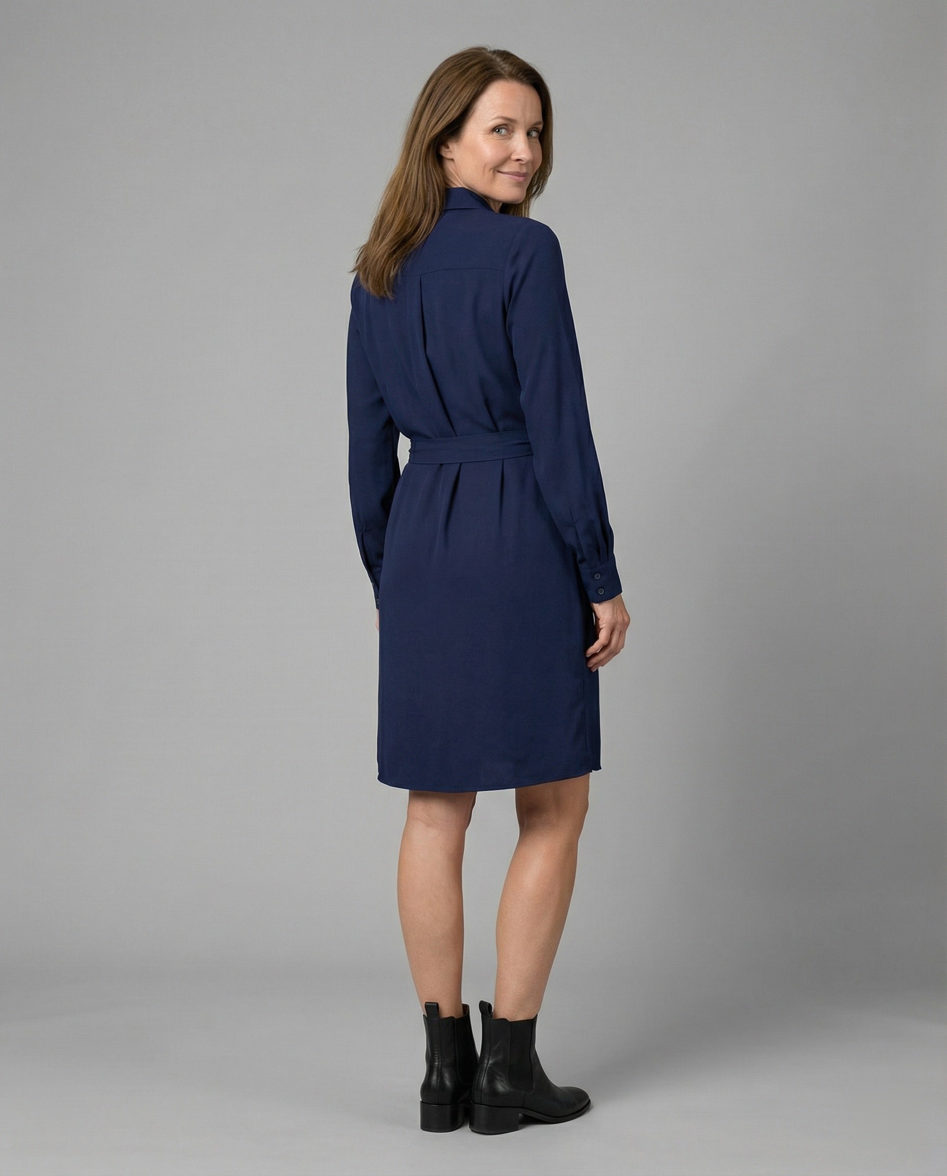 Freizeitkleid Damen Hemdblusenkleid mit Taillengürtel