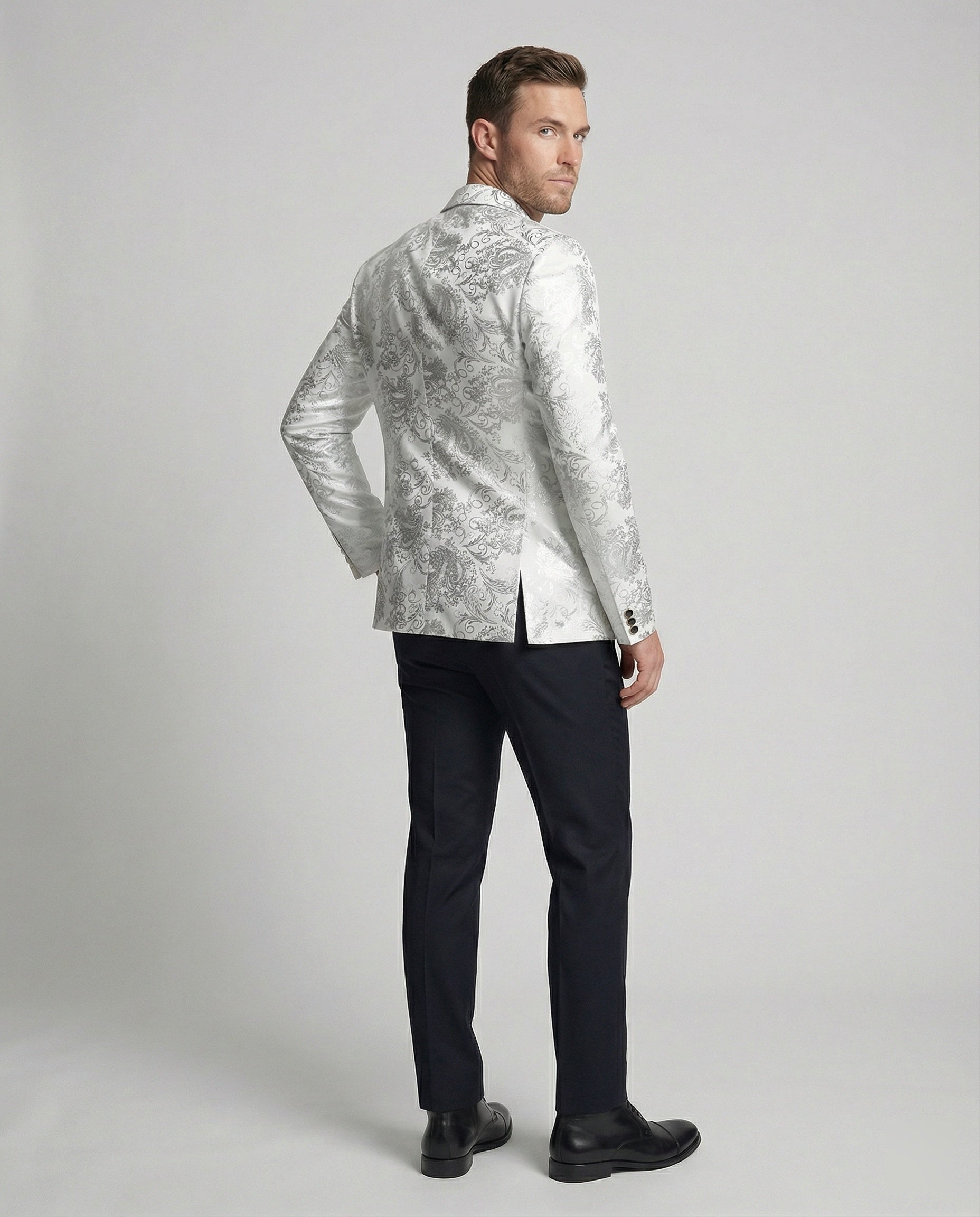 Herren eleganter Blazer mit kunstvollem Muster und luxuriösem Glanz