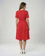 Damen Midi-Kleid mit Taillengürtel und Punkten