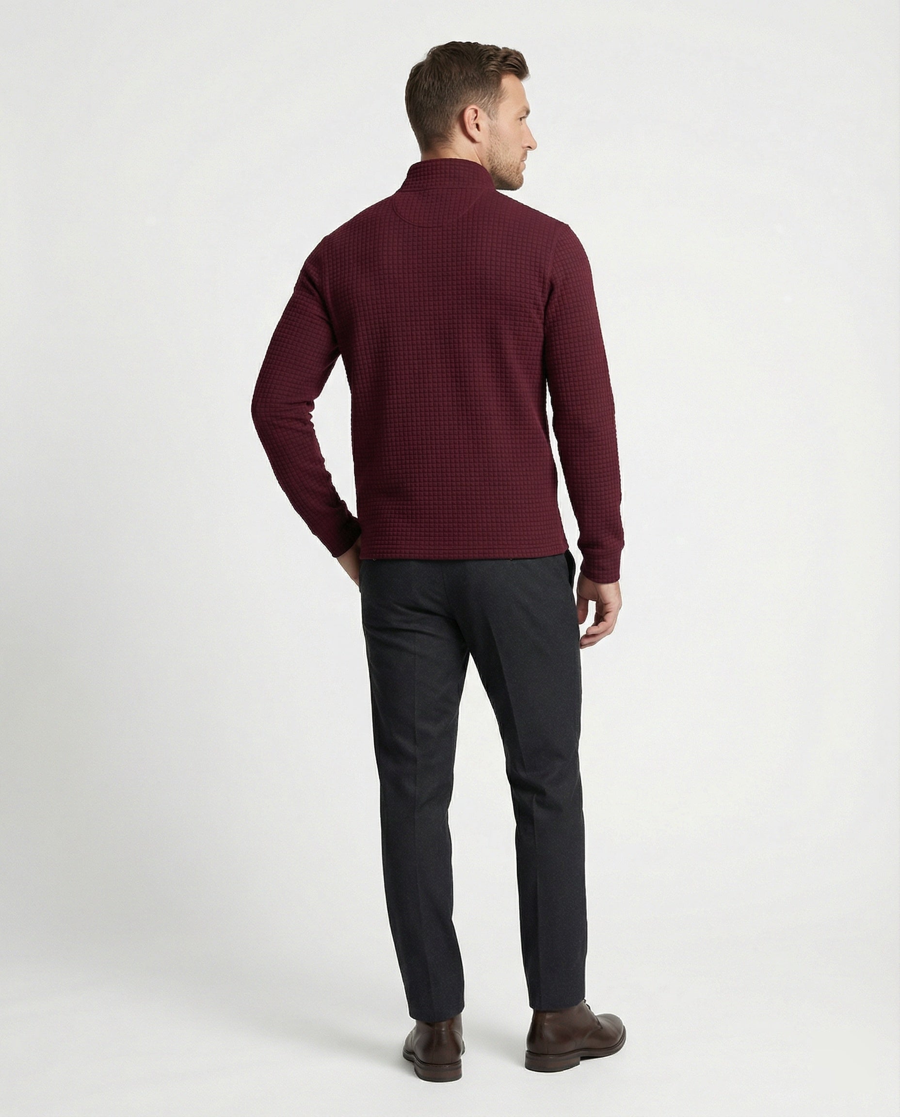 Herren funktionales Langarmshirt mit modernem Stehkragen und Reißverschluss R&B
