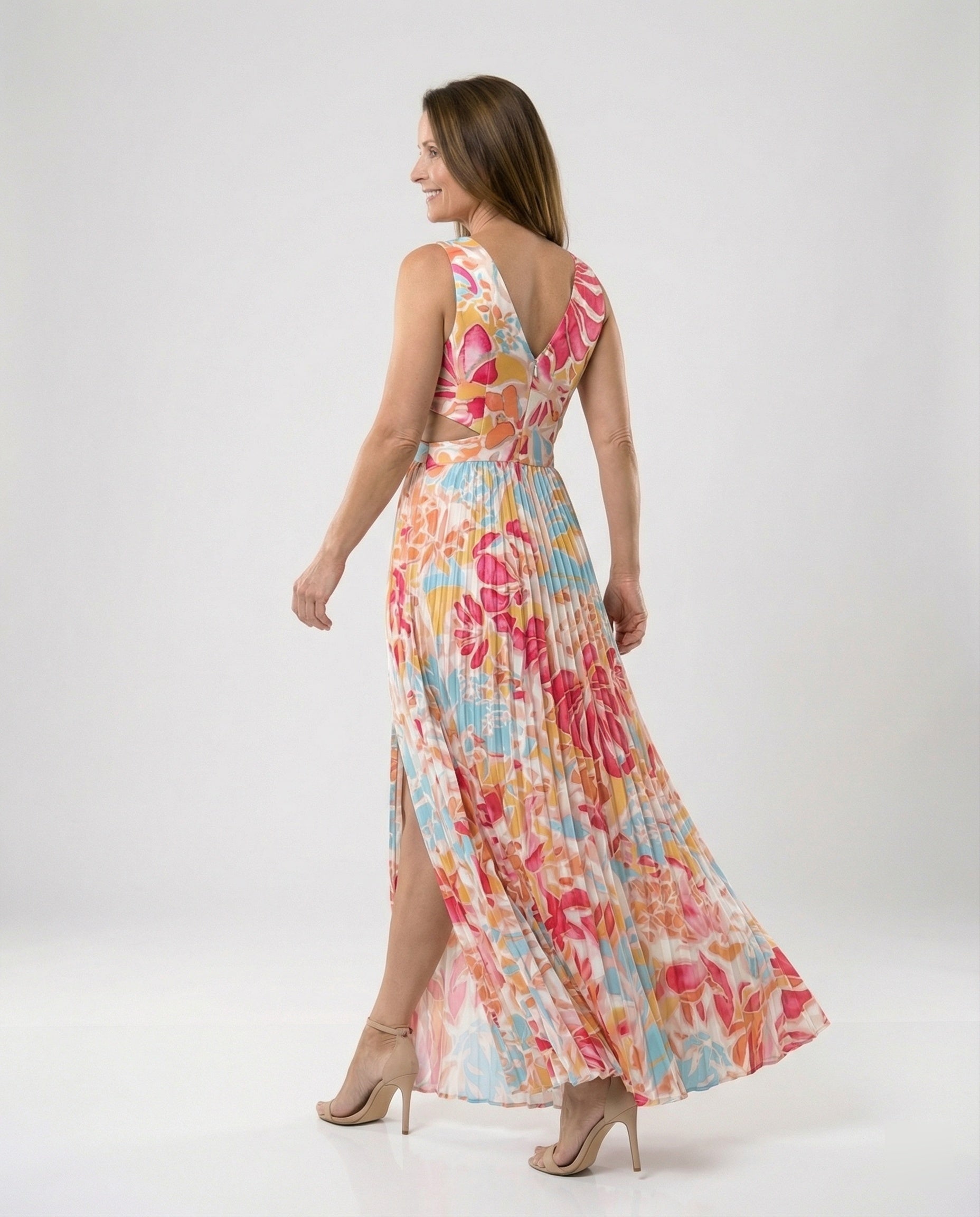 Plissiertes Maxikleid Mit Cut Outs Damen