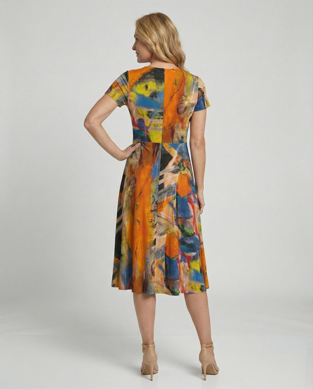 Freizeitkleid Damen Midikleid Tellerrock