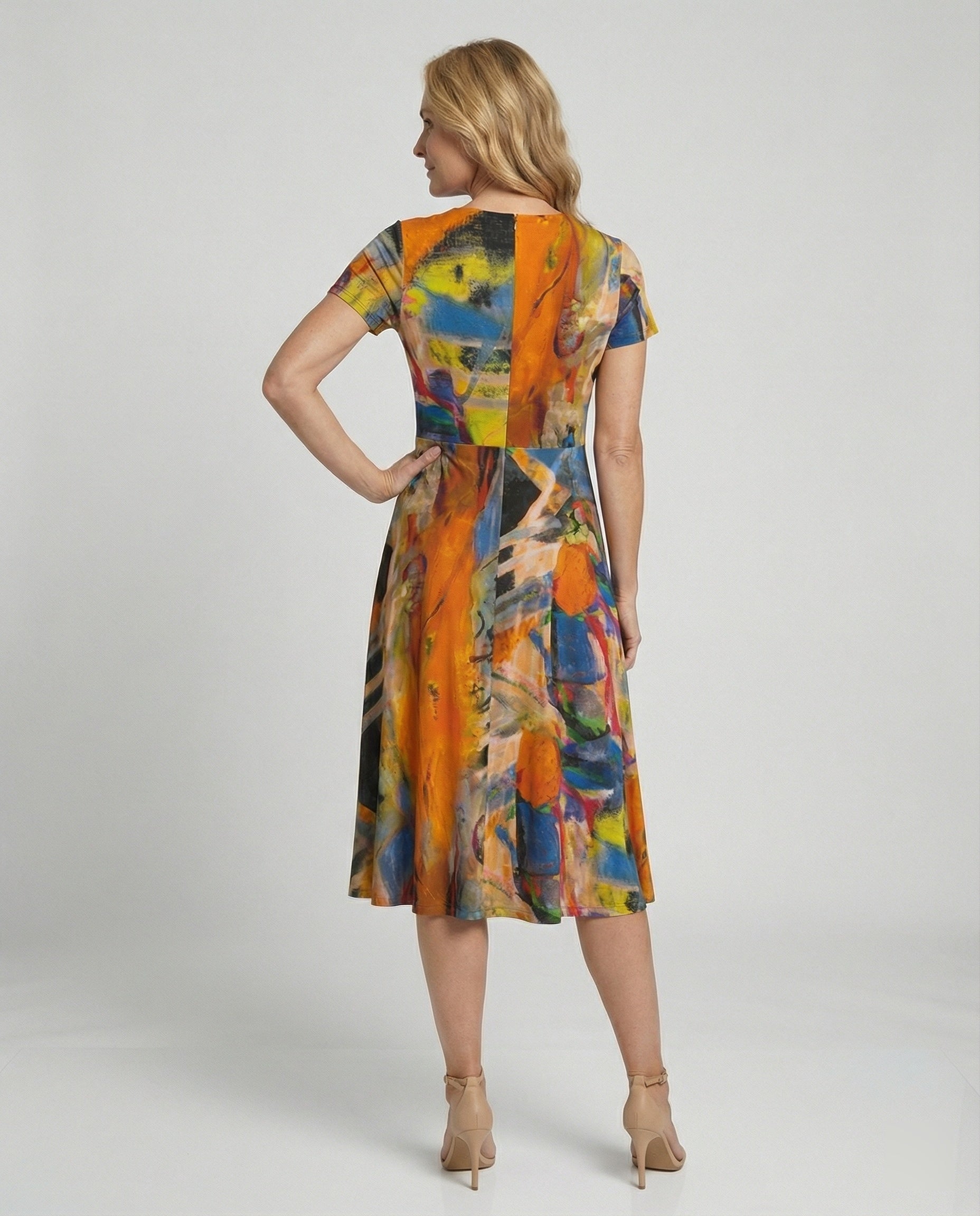 Freizeitkleid Damen Midikleid Tellerrock
