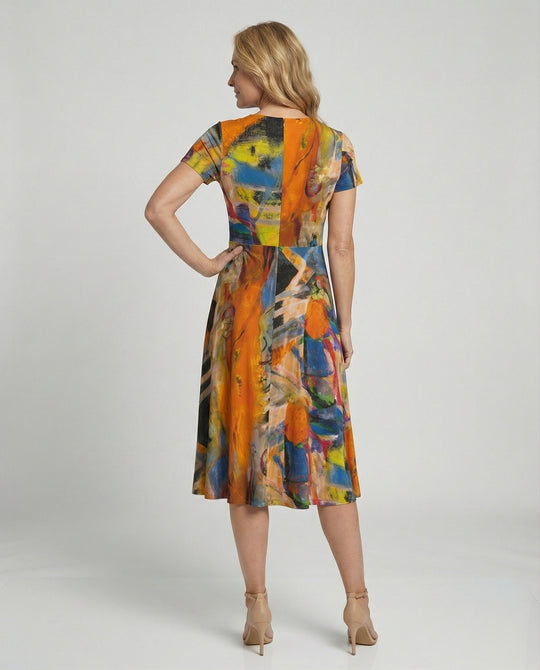 Freizeitkleid Damen Midikleid Tellerrock