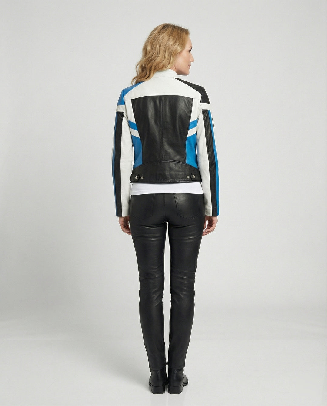 Damen Lederjacke Schwarz Racer