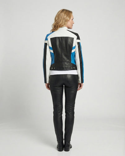 Damen Lederjacke Schwarz Racer