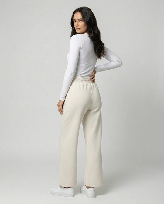 Damen Weite Stoffhose bequem mit elastischem Bund