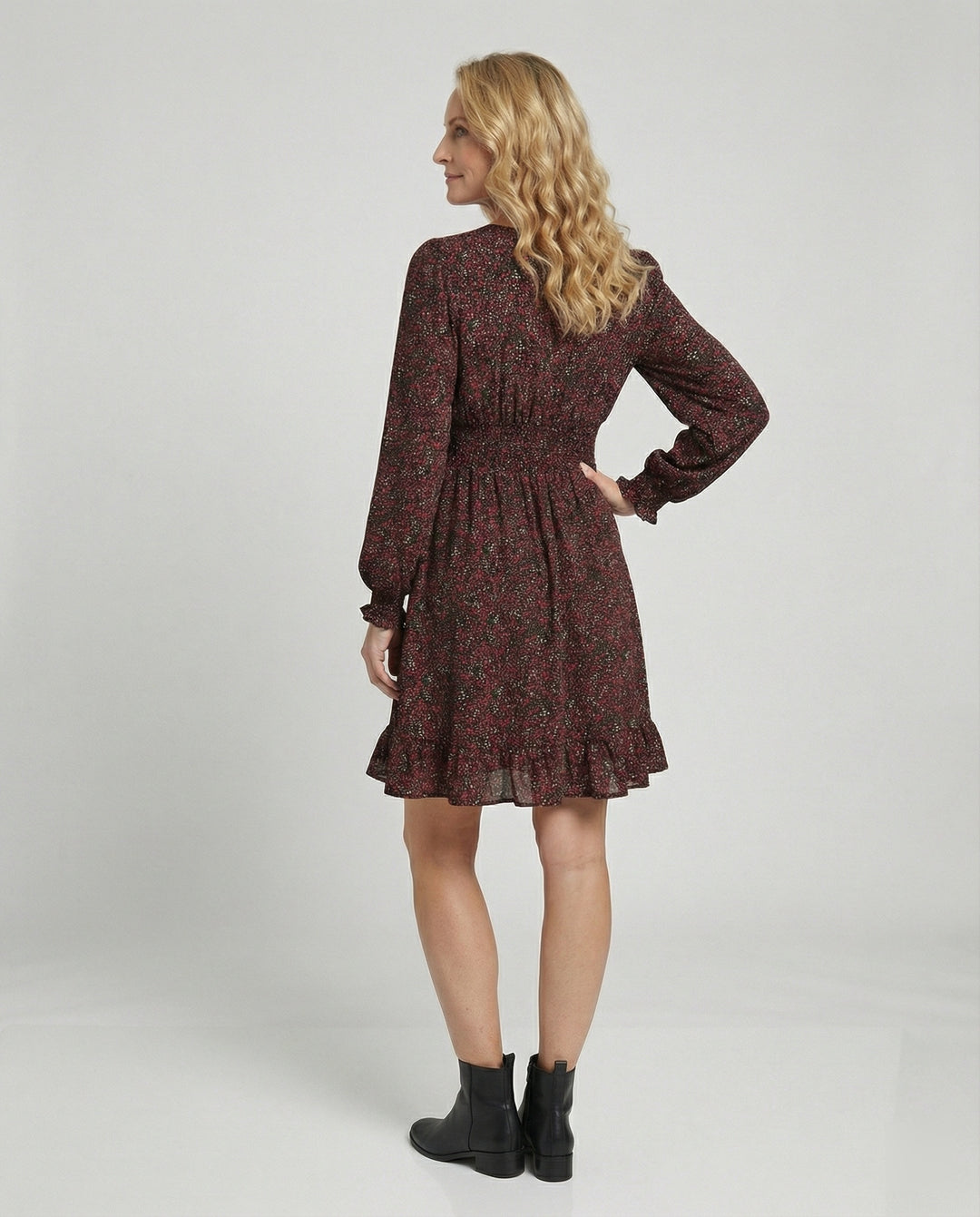Damen A-Linie Kleid mit Smokbund