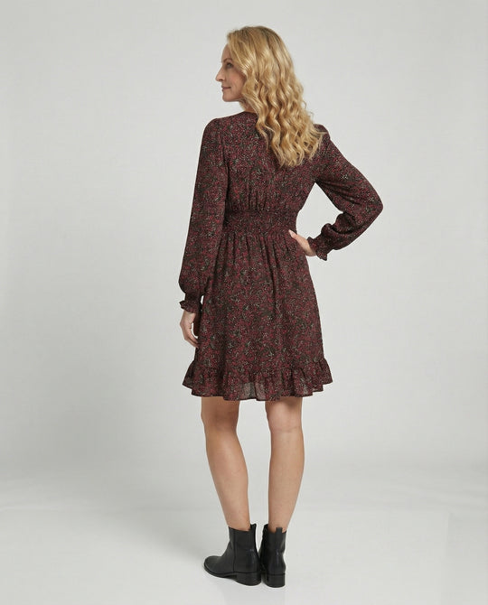 Damen A-Linie Kleid mit Smokbund