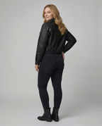 Übergangsjacke Damen schwarz cropped aus Kunstleder