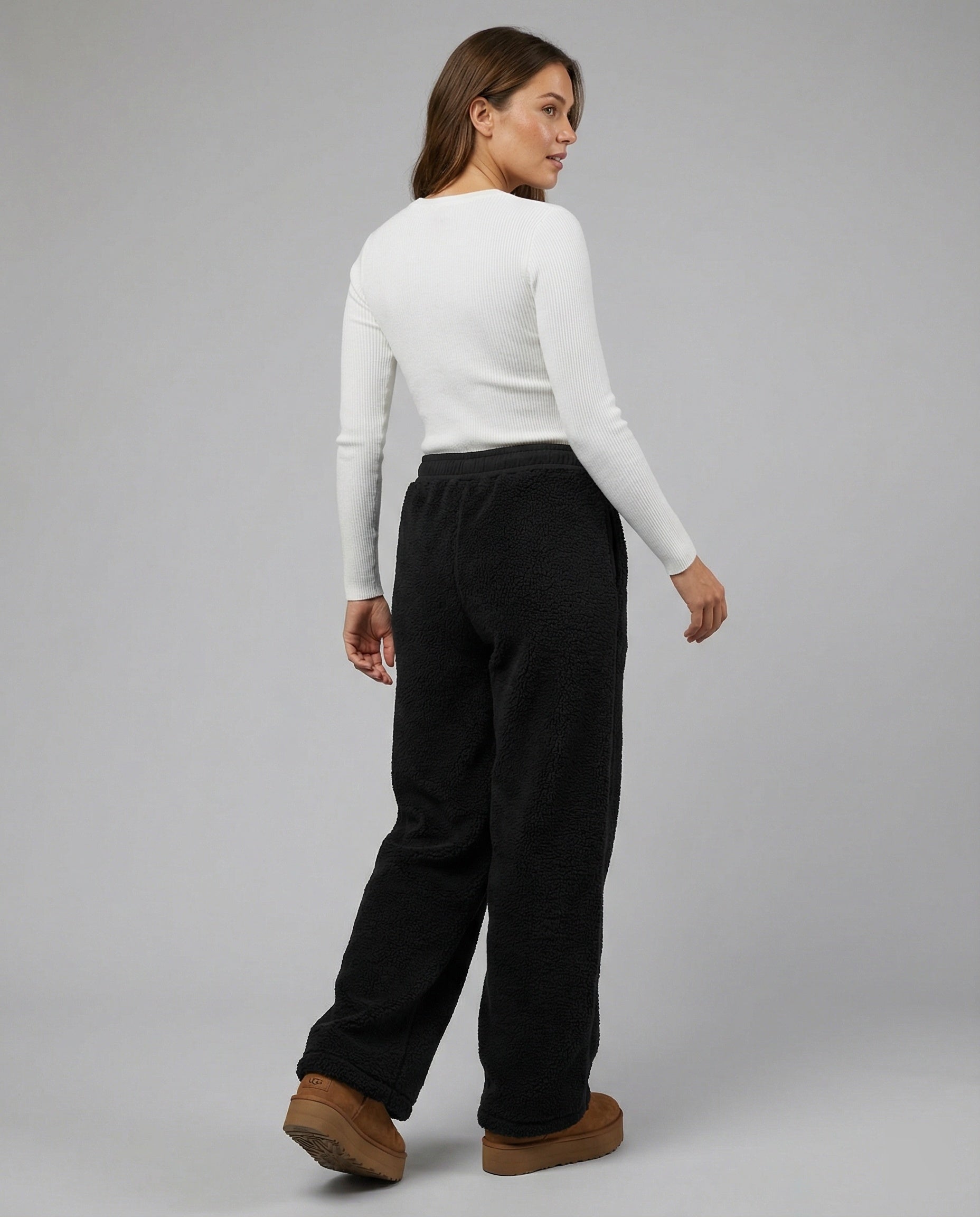 Damen kuschelige Fleece-Hose mit weitem Schnitt